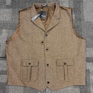 Paul Jones Men's Tweed Herringbone Vest Waistcoat Brown 2XL New With Tags